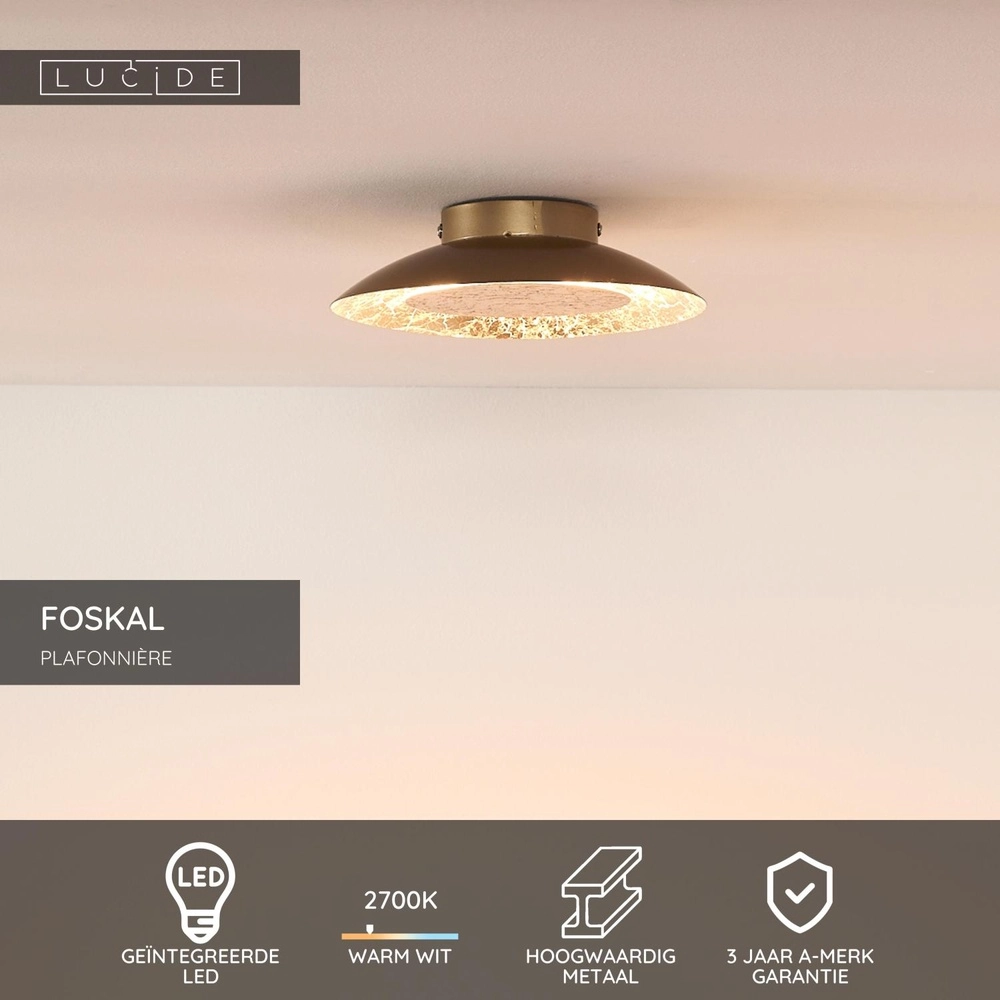 Deckenlampe Foskal Ø 21,5 cm Gold Lucide 5411212791221