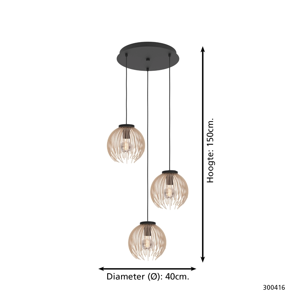 Design-Pendelleuchte Alhabia 3-flammig Ø 49,5 sandbraun Stars of Light 9008606353125