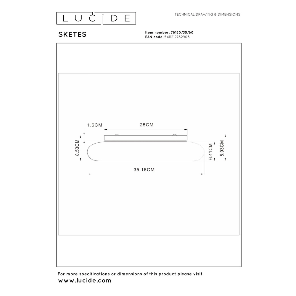 Deckenlicht Sketes transparent Ø 35,2 cm Lucide 5411212782908