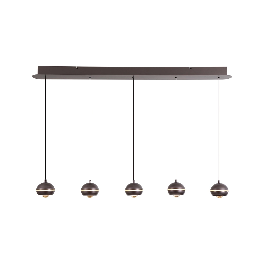 Design-Pendellampe Meteor 5-Licht glattes schwarzes Nickel