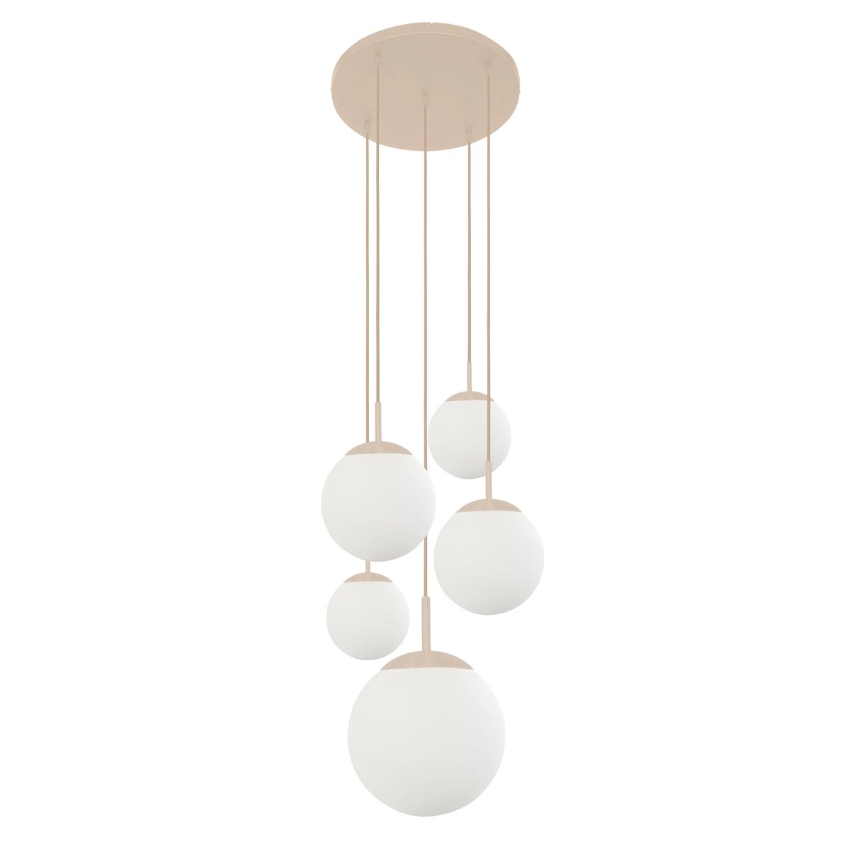5-Licht Vide Pendellampe Bollique Sand mit Opalglas