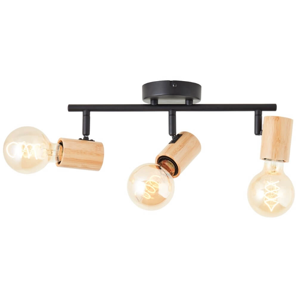 Deckenleuchte Kerry 3-helles Schwarz mit Holz Brilliant 4004353409035