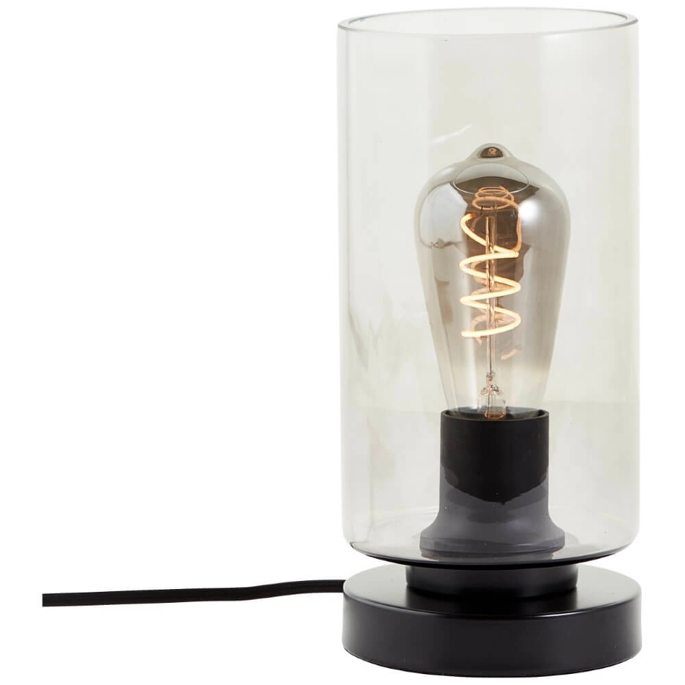Tischlampe Mesmer schwarz mit Rauchglas Brilliant 4004353428432