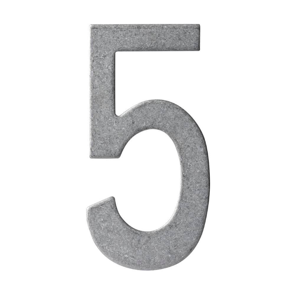 Hausnummer 5 Numbra 15cm Edelstahl getrommelt
