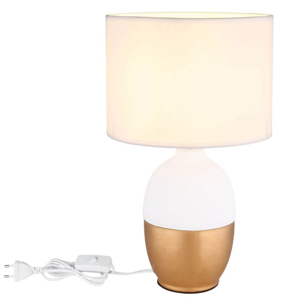 Goldene Tischlampe Valentino mit Weiss Globo 9007371432301