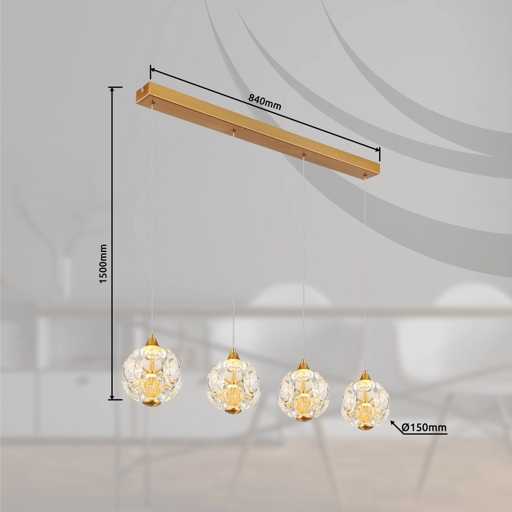 4-Licht Pendellampe Virina Gold Globo 9007371452620