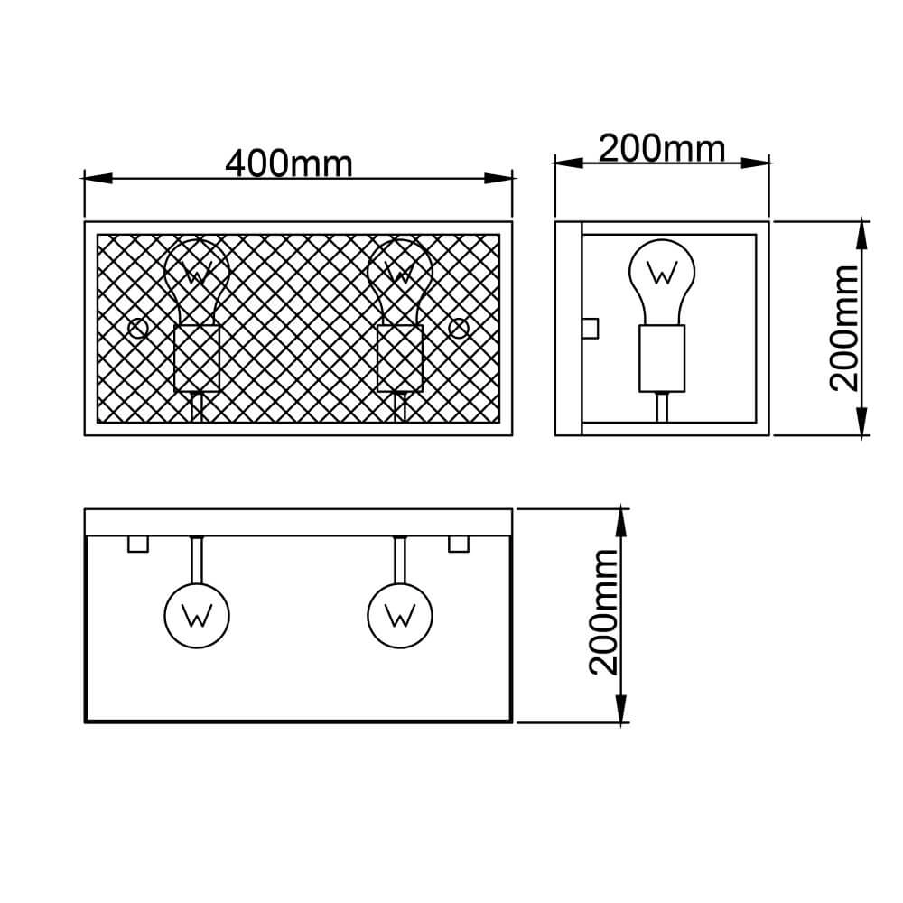Quadratische Wandleuchte Maze 2x E27 schwarz Brilliant 4004353409509