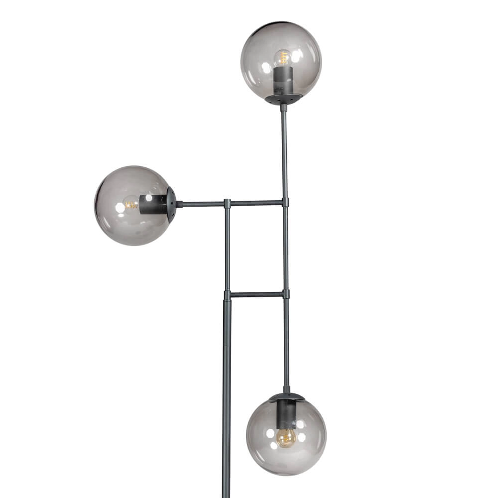 Designer-Stehleuchte Davina 3-flammiges Schwarz mit Rauchglas ETH 8720195302766