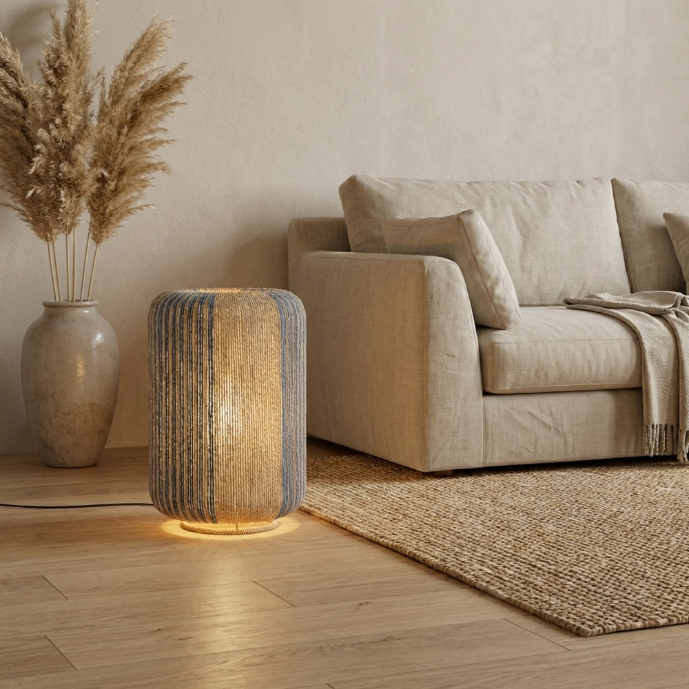Tischlampe Abby Ø 33cm braun mit blau