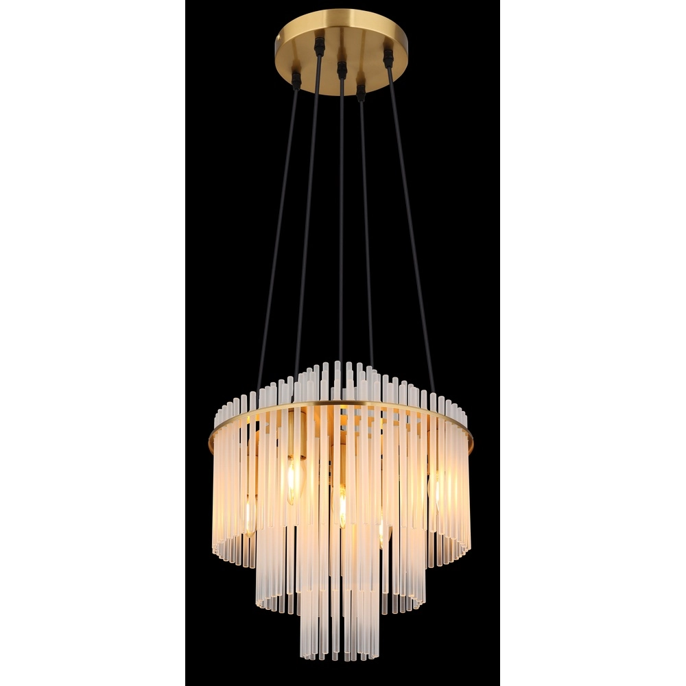 Pendellampe Ø 40 cm Gorley Gold mit weißen Glasstäben Globo 9007371518135