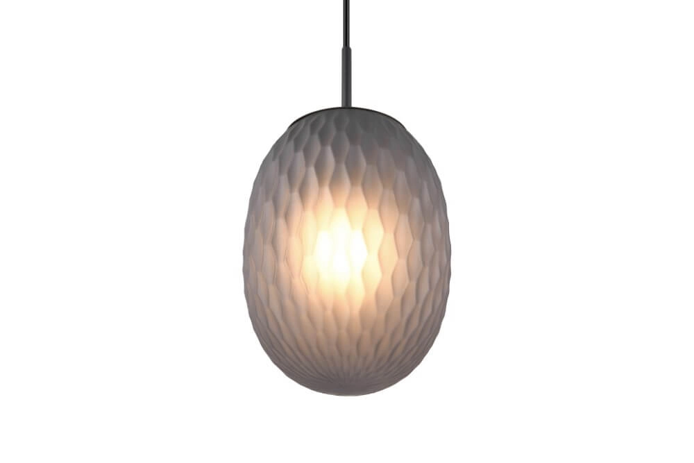 Hängelampe aus Glas Facette mit geripptem Rauchglas Trio 4017807616828