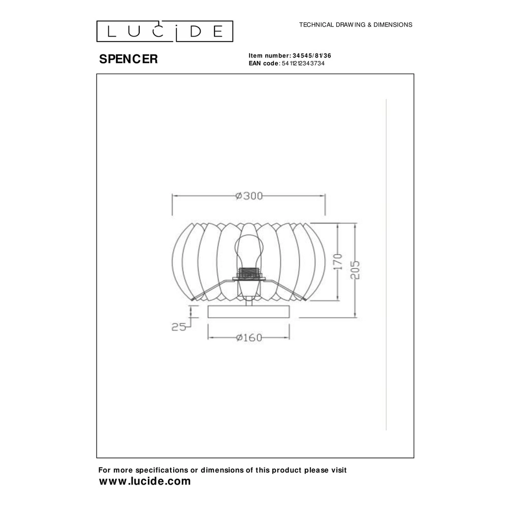 Tischlampe Spencer Grau Lucide 5411212343734