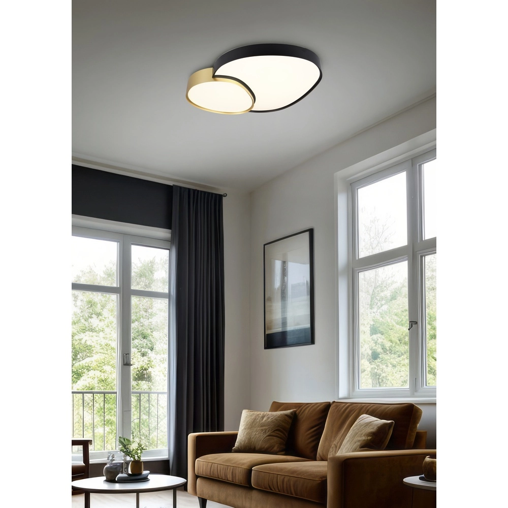 Organische Deckenleuchte Rise 77cm schwarz mit gold Trio 4017807600629