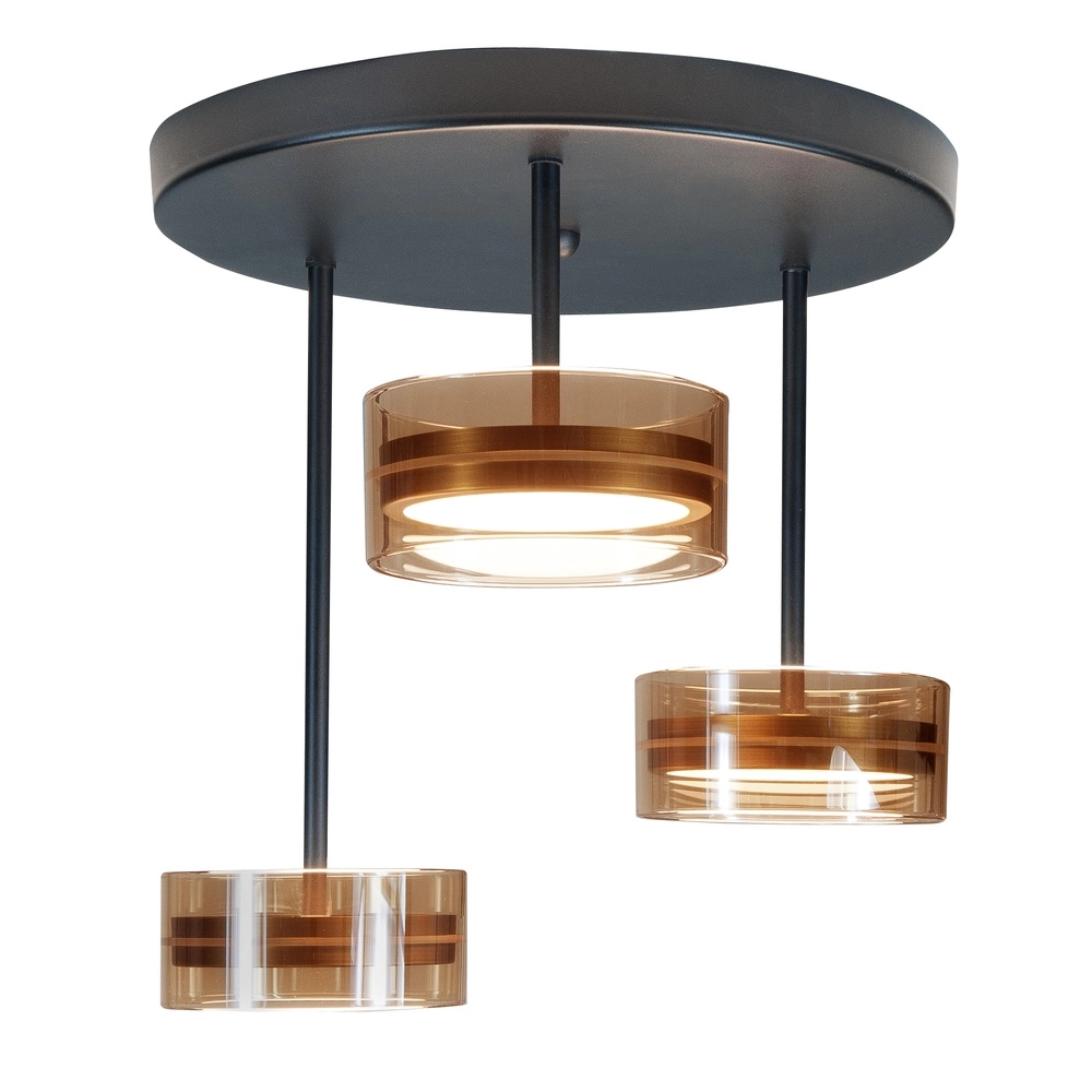 Design-Wandlampe Mini Enzo Schwarz mit bronzefarbenen 3-Lichtern