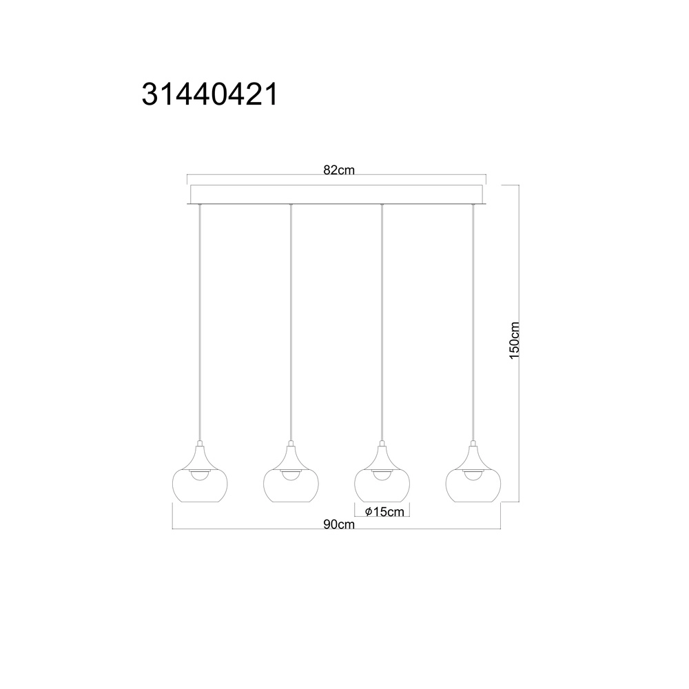 Design-Pendellampe Lui 4-Light-Nickel Globo 9007371592593