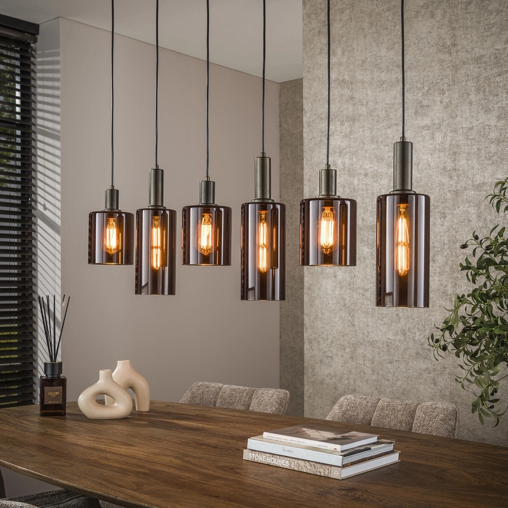 Esstisch-Pendellampe Sepiora Sienabraun – dunkles Glas Lyora 8716803513457