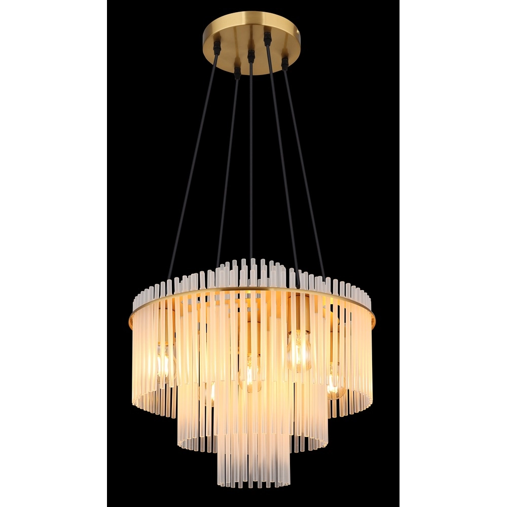 Pendellampe Ø 50cm Gorley Gold mit weißen Glasstäben Globo 9007371512133