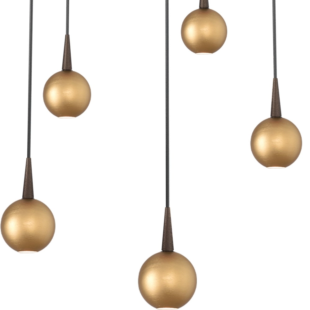 5-Licht Pendellampe Talana Kakaobraun mit Gold Ø 35 cm DTW Masterlight 8718121427126