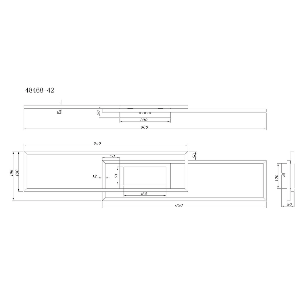 Moderne Deckenlampe Saunders Schwarzes Rechteck Globo 9007371478354