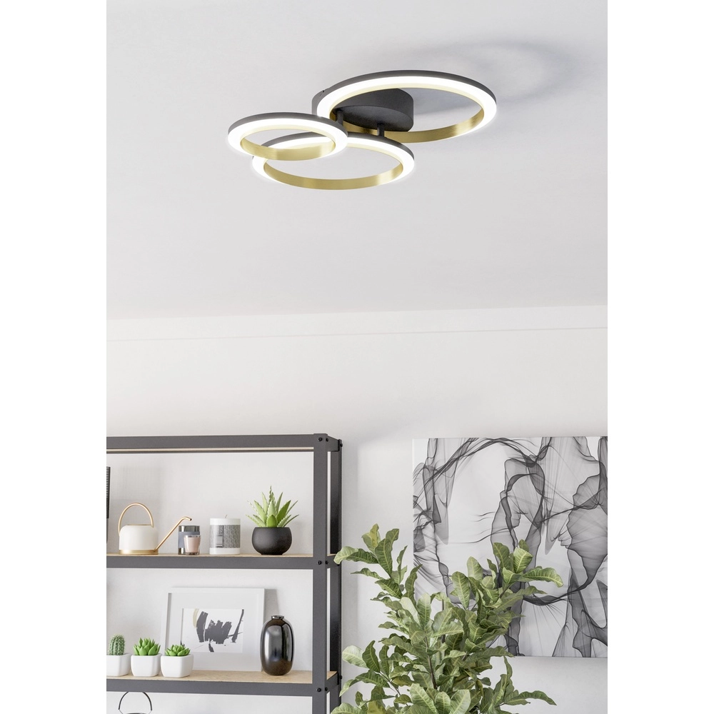 LED-Deckenlampe Calliera Rund – Schwarz mit Gold Eglo 9008606316120