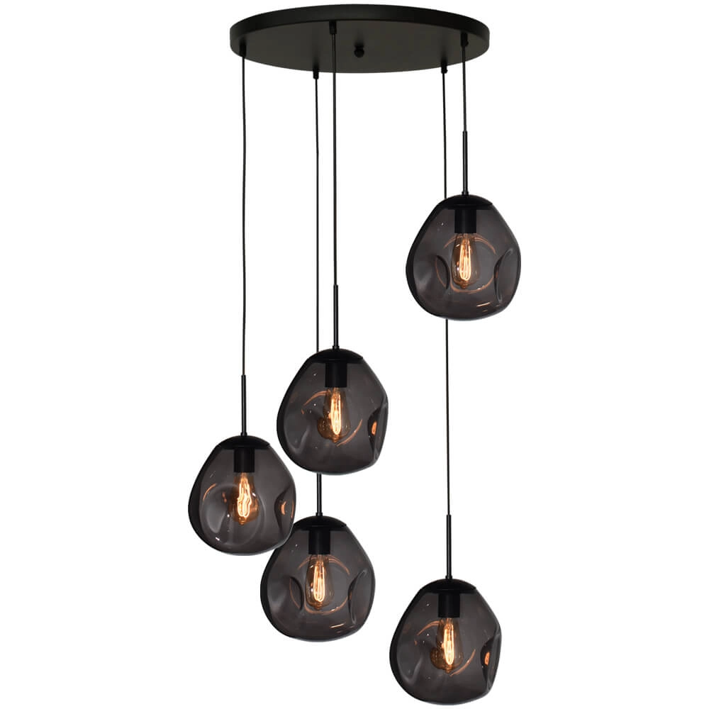 Vide-Hängelampe Lava 5x Rauchglas Ø 24cm