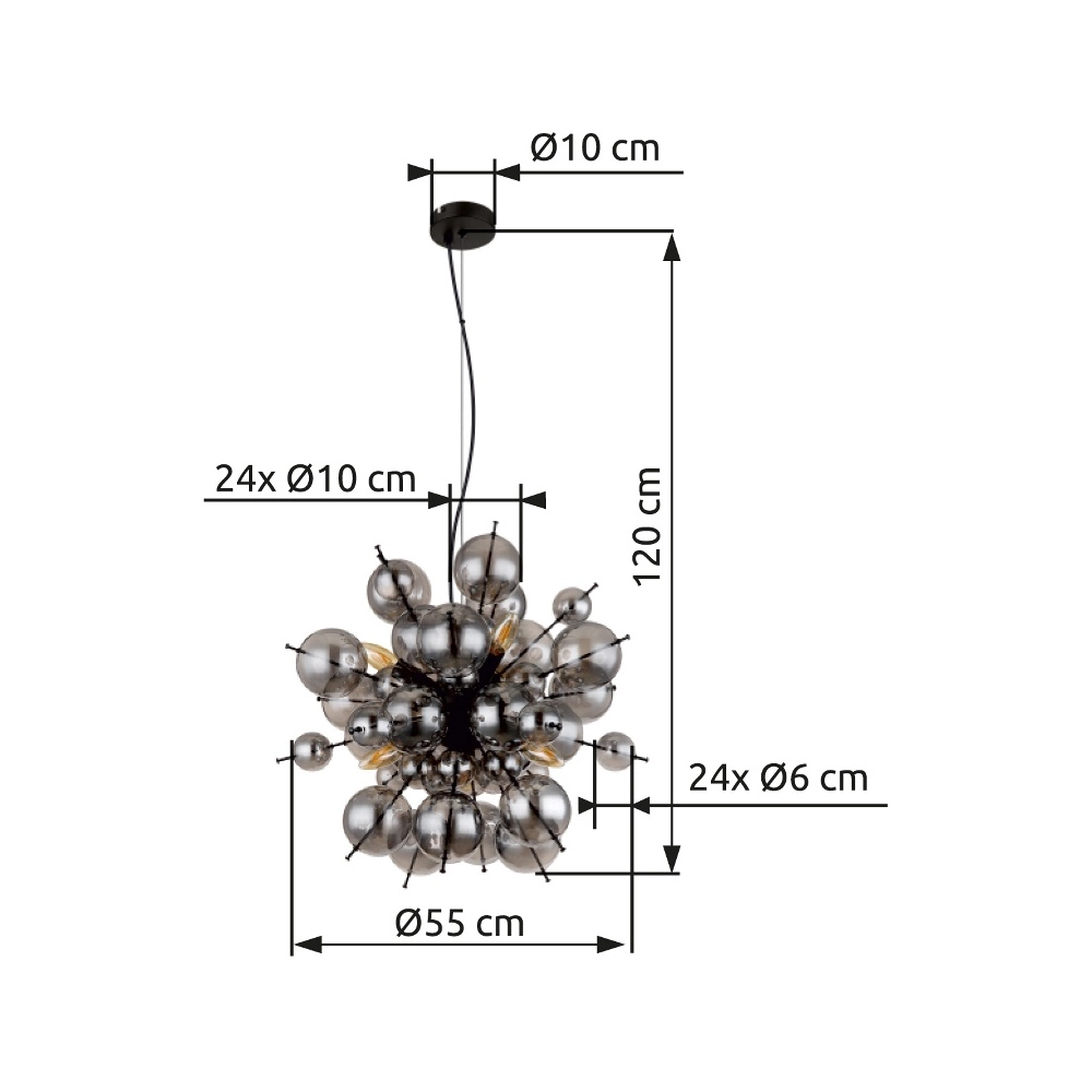 Einzigartige Pendellampe Udo Rauchglas Ø 55 cm Globo 9007371452637