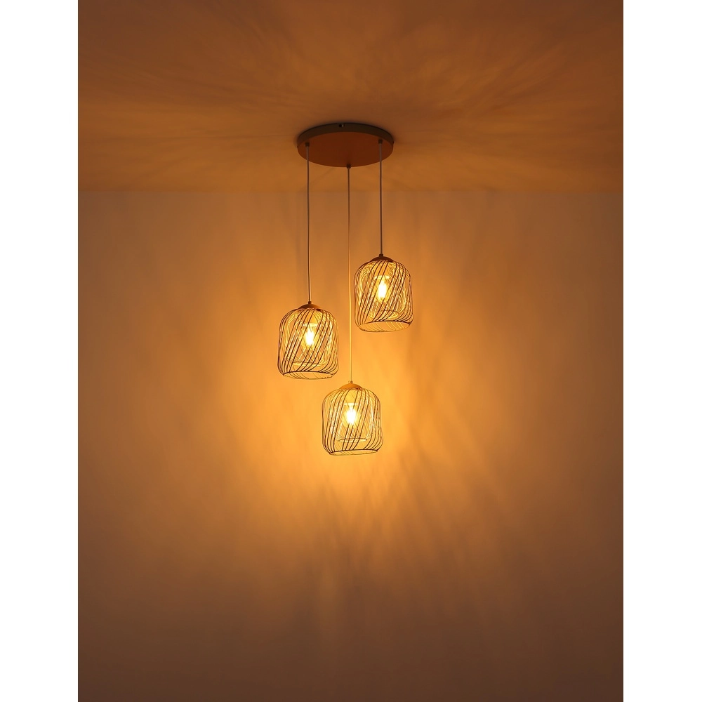 3-flammige Pendelleuchte Dichti rund sandbraun Globo 9007371528356