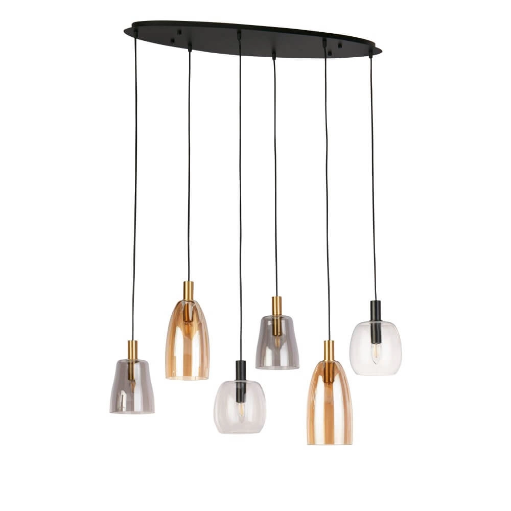 Hängelampe mit 6 Leuchten Divine mehrere Glasfarben Searchlight 5053423250656