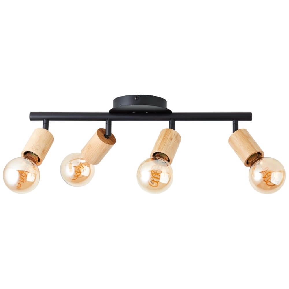 Deckenleuchte mit 4 Leuchten Tiffany schwarz mit Holz Brilliant 4004353406492