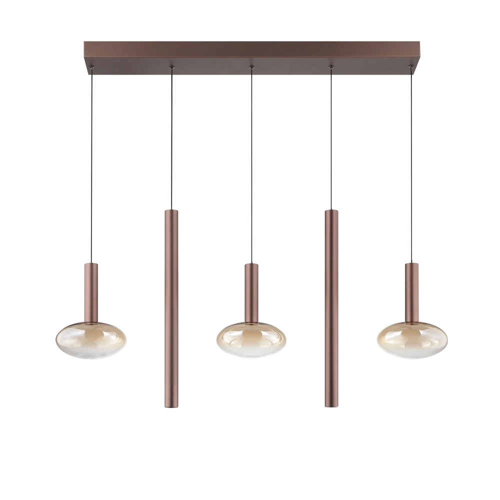 Pendellampe Veridian Kaffeebraun mit bernsteinfarbenem Glas Brilliant 4004353477942