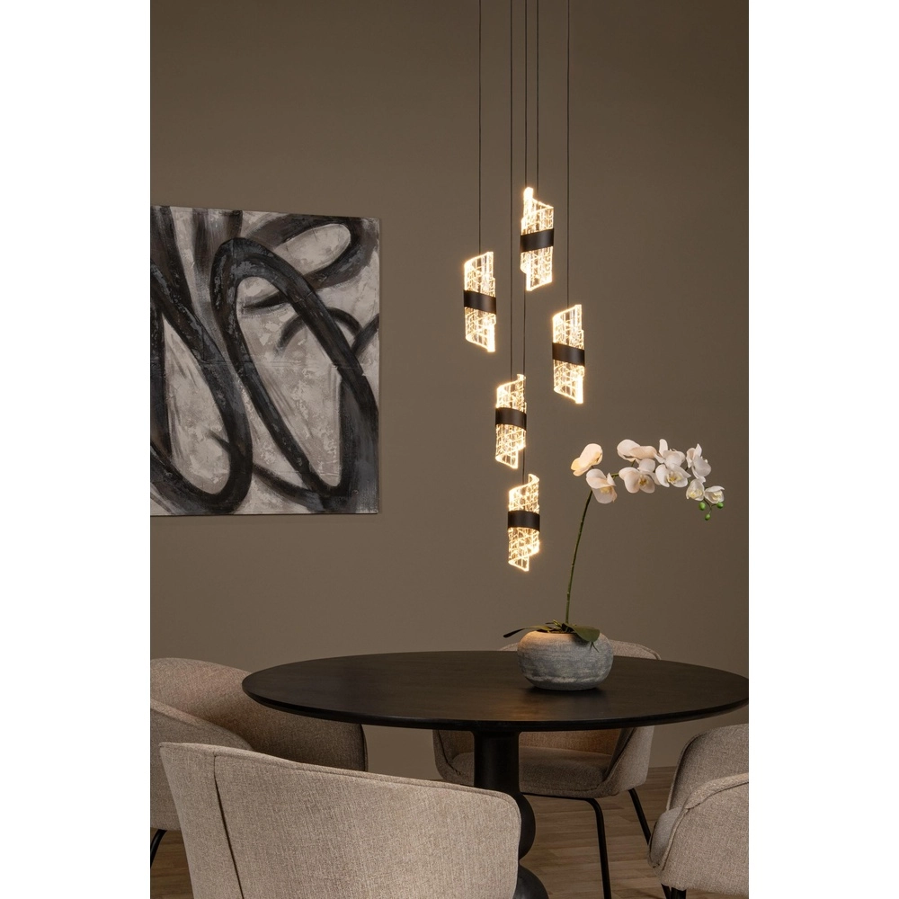 Design-Pendellampe Kligande 5-Licht-Schwarzpatrone Lucide 5411212134639