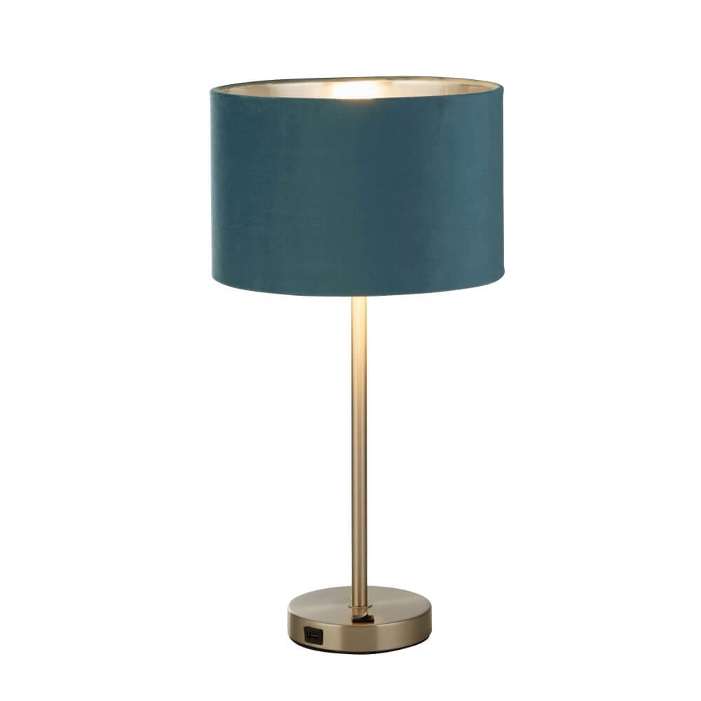 Tischlampe Finn Gold mit Blau Searchlight 5053423257242