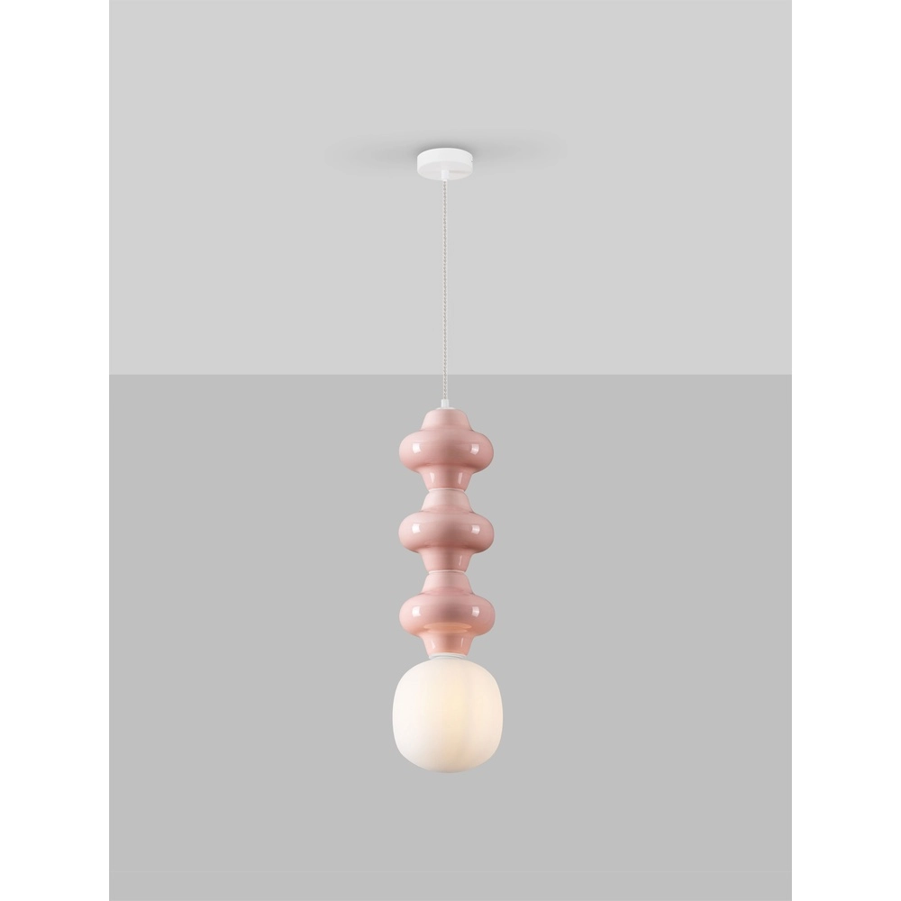 Pendelleuchte Clio L rosa Keramik mit weißem Glas Lyora 5212017461339