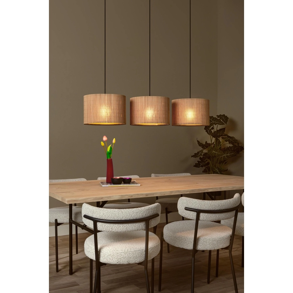 Pendellampe Magius 3-Licht Rattan Lucide 5411212031693