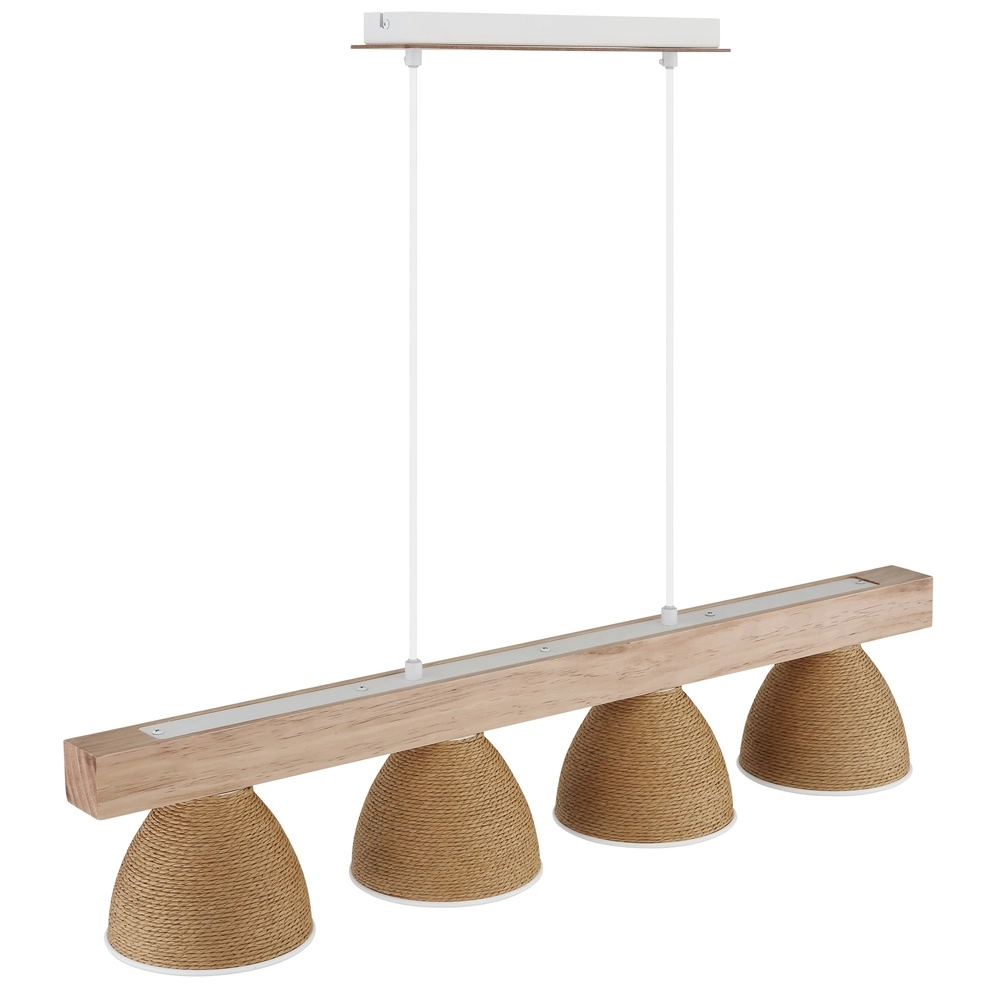 Pendellampe Lyndon 4-hell weiß mit Rattan Globo 9007371583904