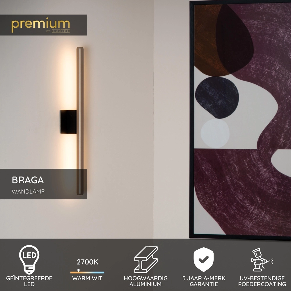62 cm Champagner-LED-Wandlampe Braga Premium by Lucide 5411212234353