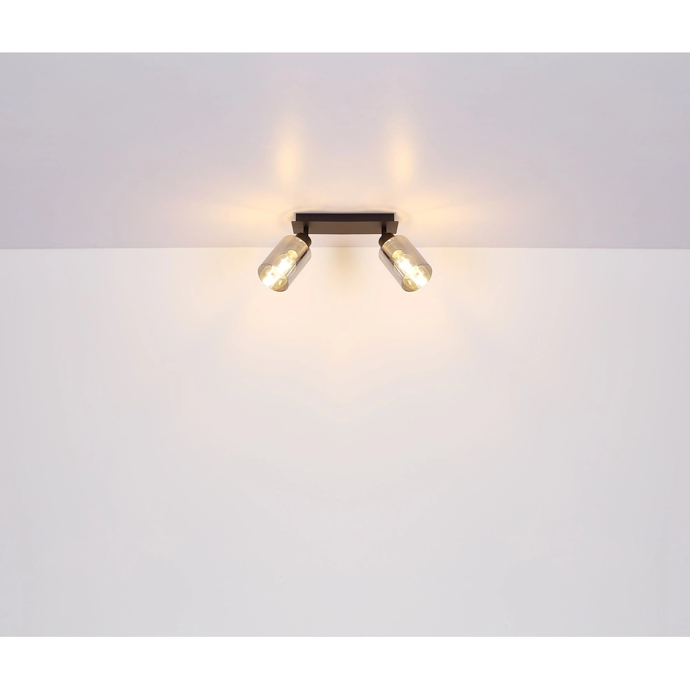 Deckenlampe Hadera 2-Licht Schwarz mit Rauchglas Globo 9007371440214