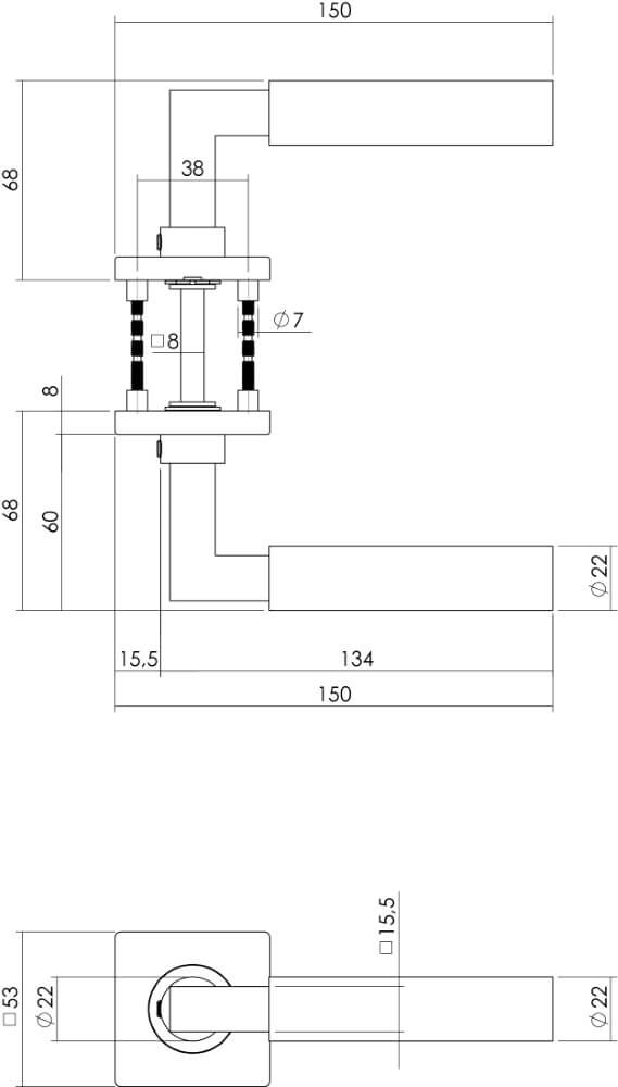 Moderner Türgriff Bau-Stil quadratische Rosette, Edelstahl Intersteel 8714186298404