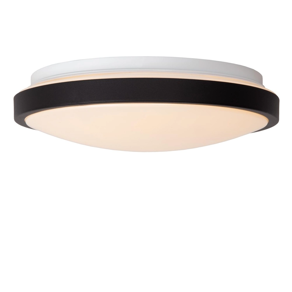 Schwarze Deckenlampe Dasher Ø 29,3 cm IP44 für Badezimmer Lucide 5411212792075