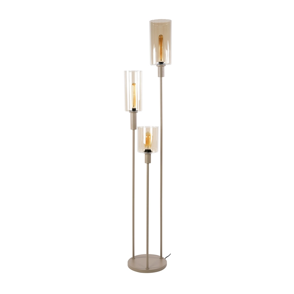 Design-Stehlampe Sepiora 3-hell rundsandbraun Lyora 8716803515284