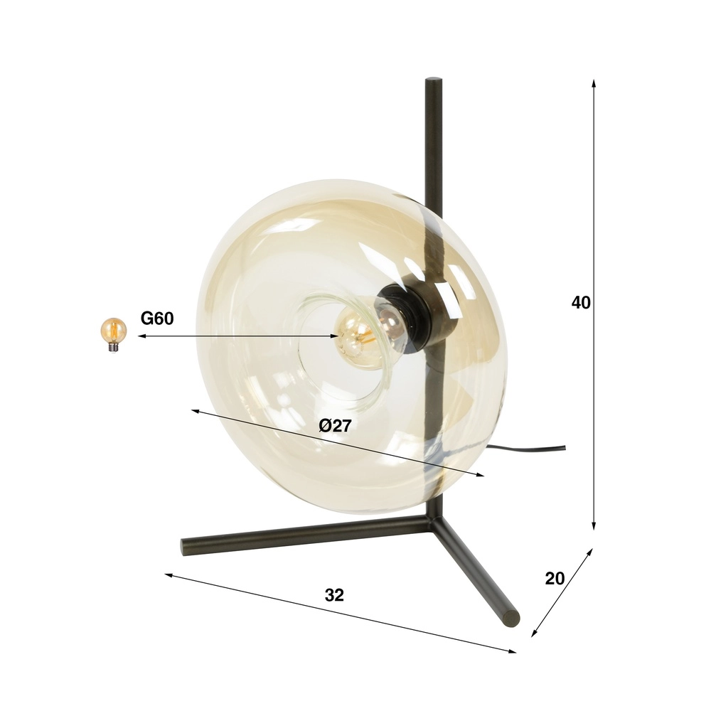 Glastischlampe Soll Ø 27 cm – bernsteinfarbenes Glas Lyora 8716803510906