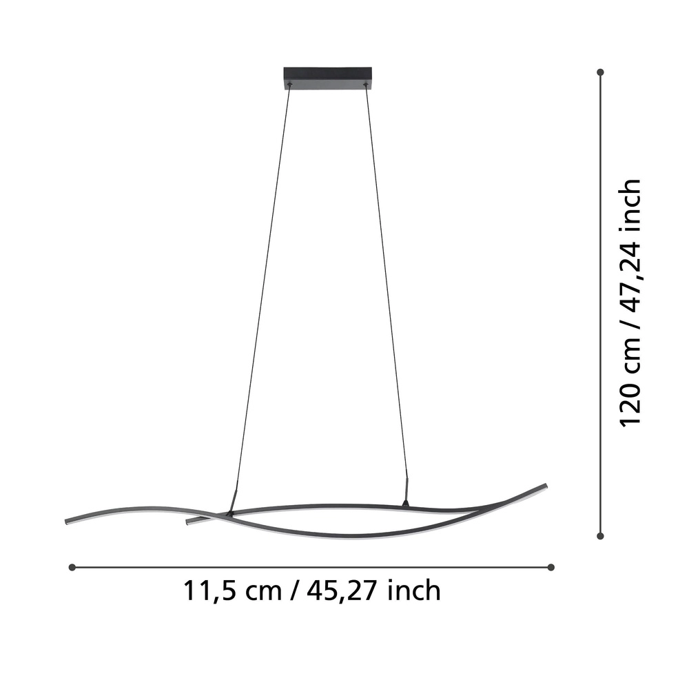 Schicke LED-Pendellampe Grisolia 115 cm – schwarz Eglo 9008606316175