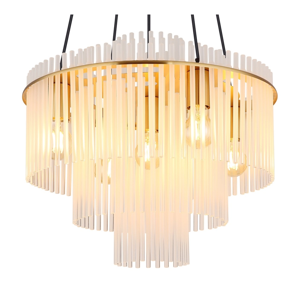 Pendellampe Ø 50cm Gorley Gold mit weißen Glasstäben Globo 9007371512133