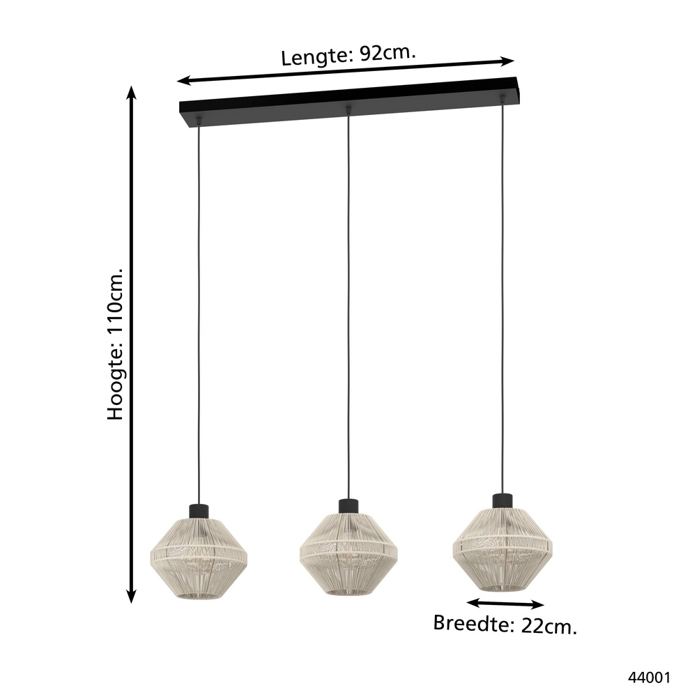 Seilpendellicht Midsumer 3x Ø 22 cm Eglo 9002759440015