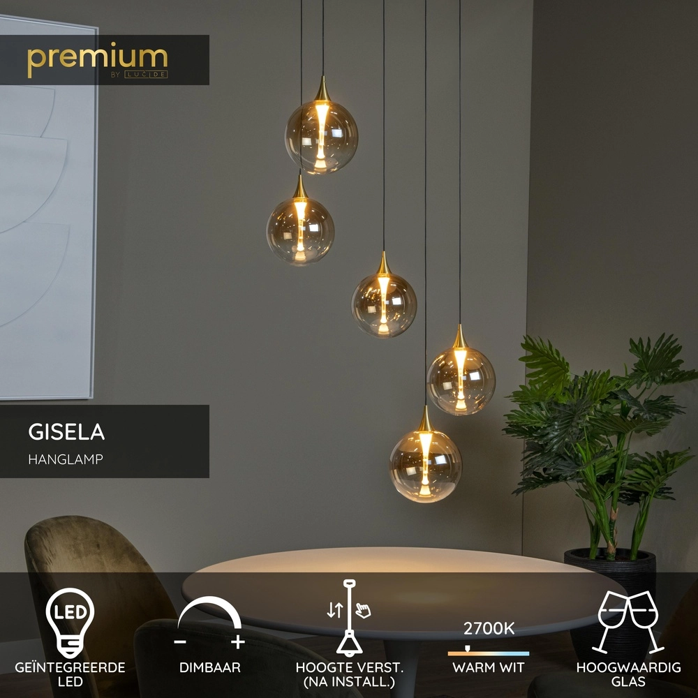 Design-LED-Pendelleuchten Gisela Fading – 5x Ø 16 cm Premium by Lucide 5411212134813