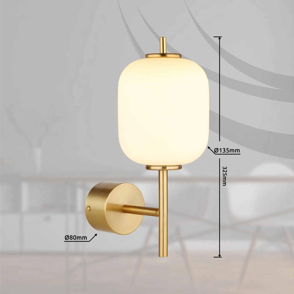 Goldene Wandleuchte Ewald Weißes Glas Globo 9007371455584