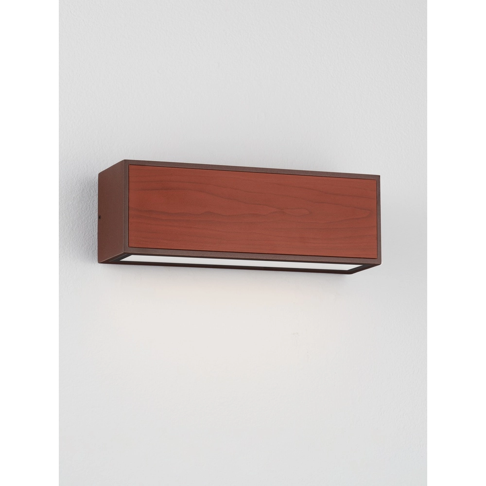 Solar-Wandleuchte Brown Rostbraun mit Holz Lyora 5212017449450