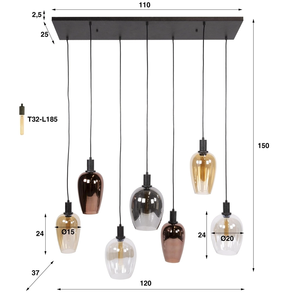 Esstisch-Pendellampe Amfora 7-Licht Lyora 8716803511705