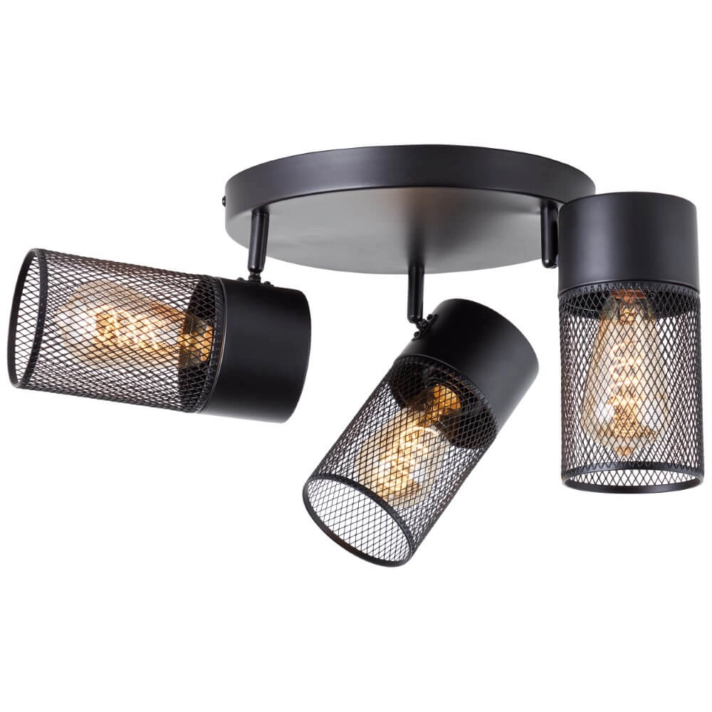 Schwarze Deckenlampe Kamolo 3x E27 Brilliant 4004353409417