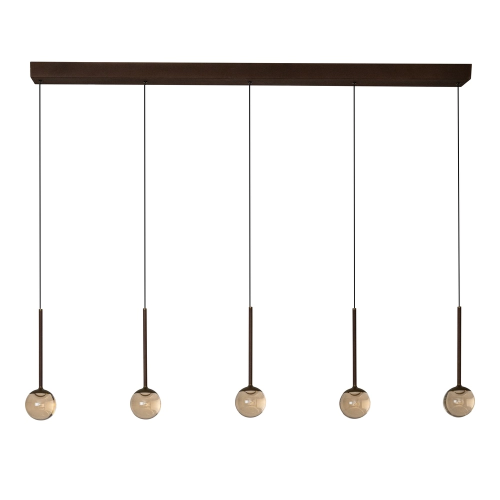 5-Licht Pendellampe Calina mit bernsteinfarbenen Kugeln Premium by Lucide 5411212242143